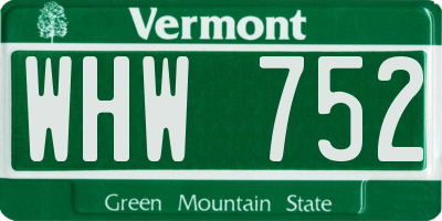 VT license plate WHW752