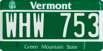 VT license plate WHW753