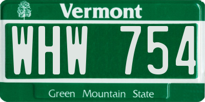 VT license plate WHW754