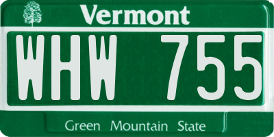 VT license plate WHW755