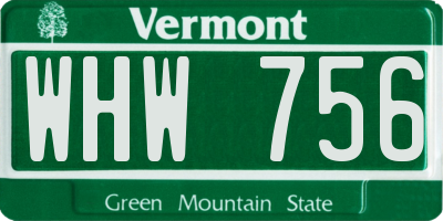 VT license plate WHW756