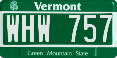 VT license plate WHW757