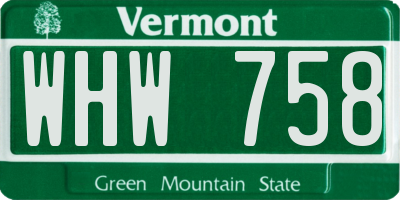VT license plate WHW758