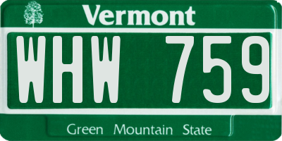 VT license plate WHW759