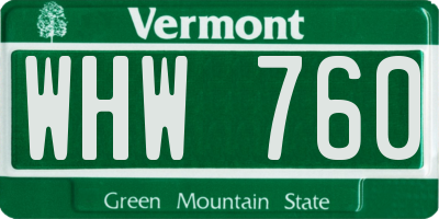 VT license plate WHW760
