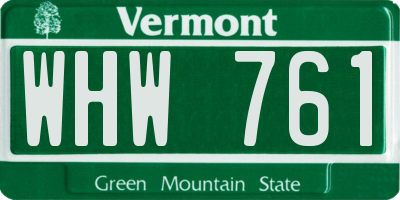 VT license plate WHW761