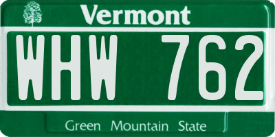 VT license plate WHW762