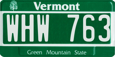 VT license plate WHW763