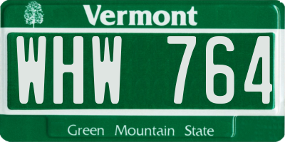 VT license plate WHW764