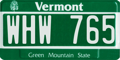 VT license plate WHW765