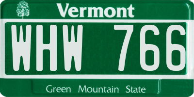 VT license plate WHW766