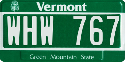VT license plate WHW767