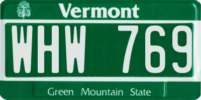VT license plate WHW769