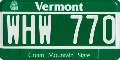 VT license plate WHW770