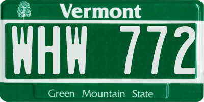 VT license plate WHW772