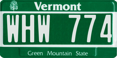 VT license plate WHW774