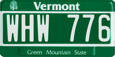 VT license plate WHW776