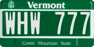 VT license plate WHW777