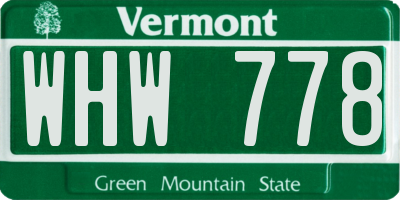 VT license plate WHW778
