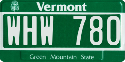 VT license plate WHW780