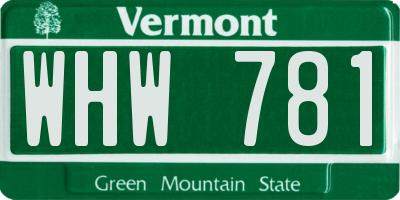 VT license plate WHW781