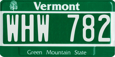 VT license plate WHW782
