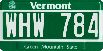 VT license plate WHW784