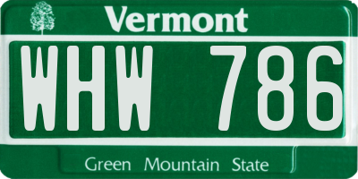 VT license plate WHW786