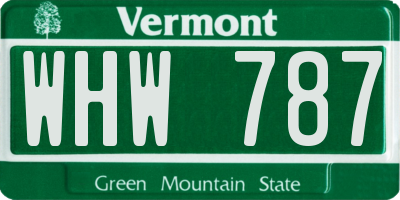 VT license plate WHW787