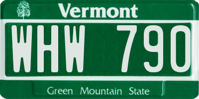 VT license plate WHW790