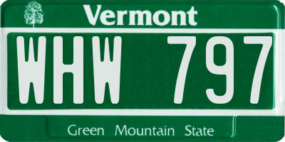 VT license plate WHW797