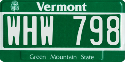 VT license plate WHW798