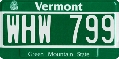 VT license plate WHW799