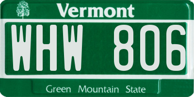 VT license plate WHW806