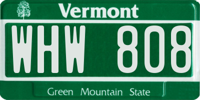 VT license plate WHW808
