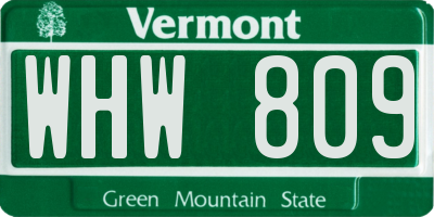 VT license plate WHW809