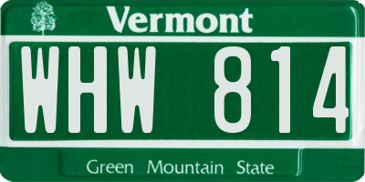 VT license plate WHW814