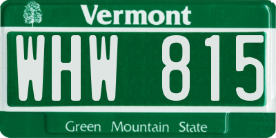 VT license plate WHW815
