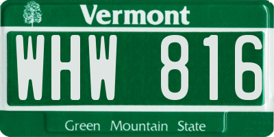 VT license plate WHW816