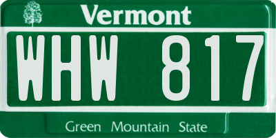 VT license plate WHW817
