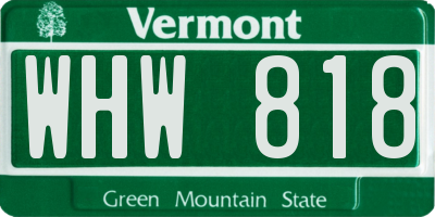 VT license plate WHW818