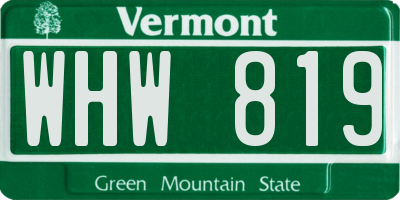 VT license plate WHW819