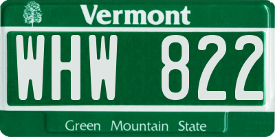 VT license plate WHW822