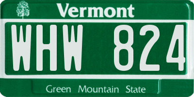 VT license plate WHW824