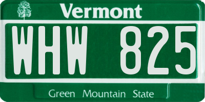 VT license plate WHW825