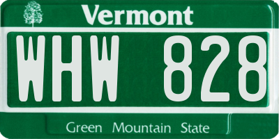 VT license plate WHW828