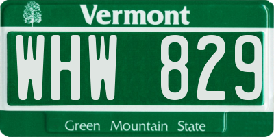 VT license plate WHW829