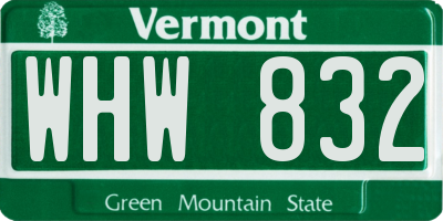 VT license plate WHW832