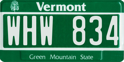 VT license plate WHW834