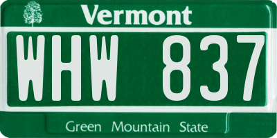 VT license plate WHW837